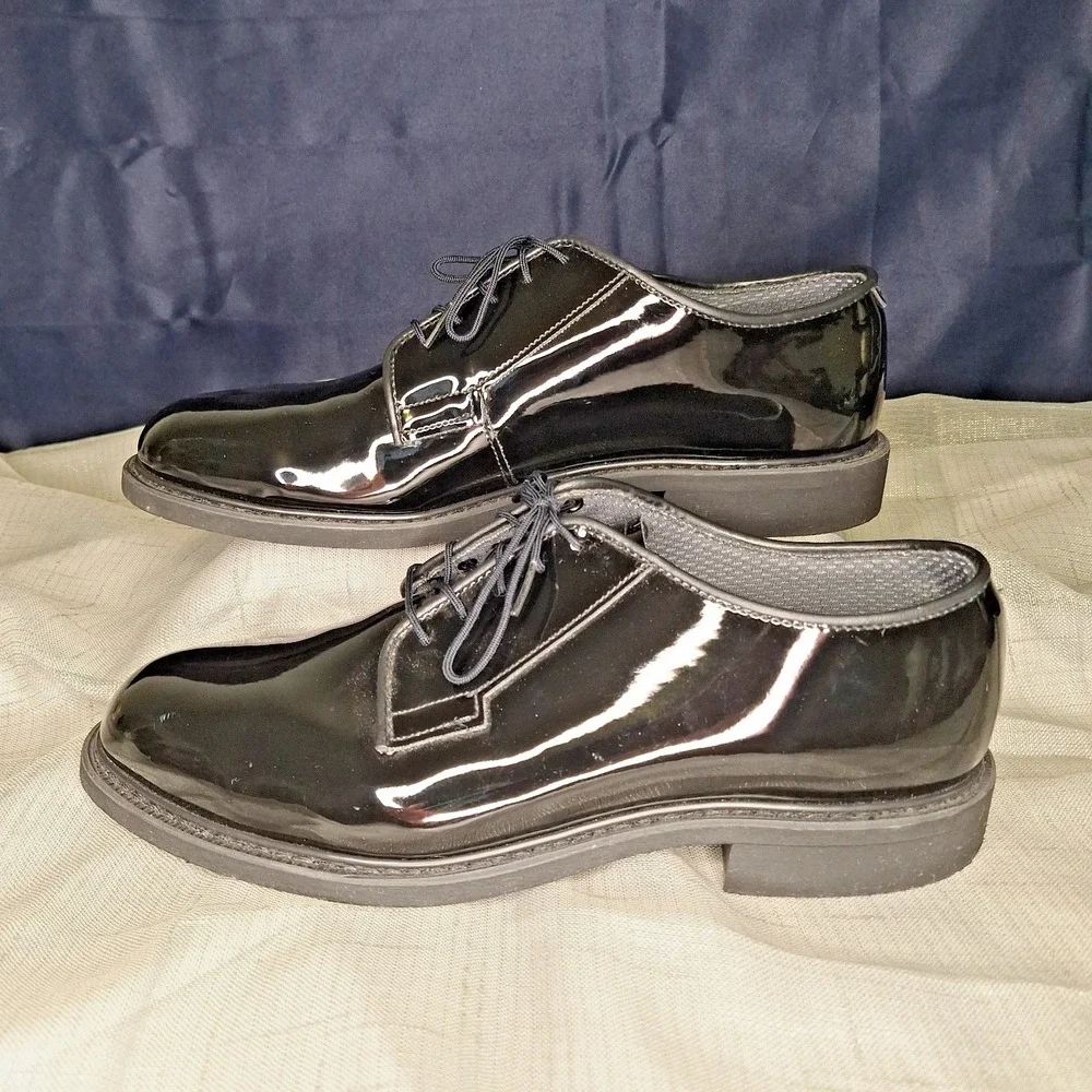 Bates Men's High Gloss Dress Black Shoes Oxford 10 D Patent Leather‎ Shine USA
